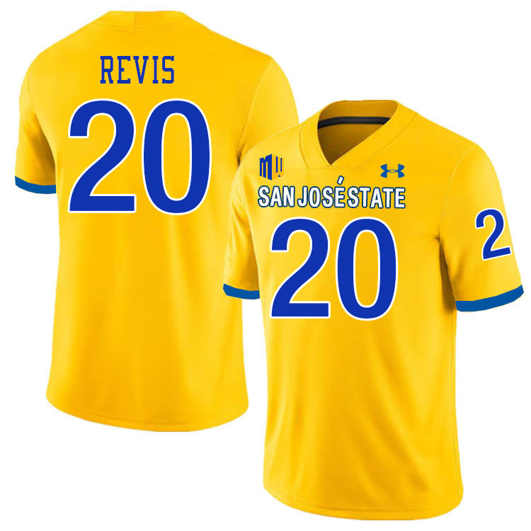 #20 Isiah Revis SJSU Jersey,San Jose State Spartans Football Jersey College Uniforms-Gold #20 Isiah Revis SJSU Jersey,San Jose State Spartans Football Jersey College Uniforms-Gold